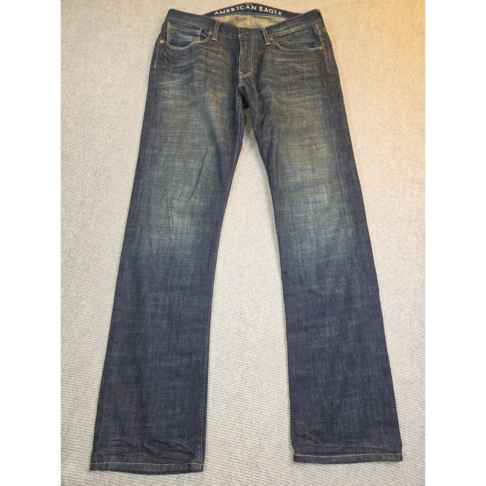 American Eagle Outfitters Denim Jeans Mens 36x33 Blue Slim Straight Dark Wash